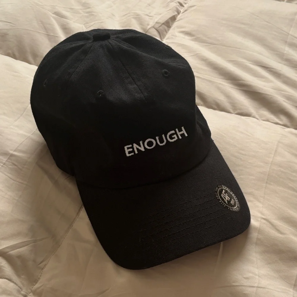 Academy Fits Black Baseball Cap Embroidered ENOUGH Hat Christine Caine - Picture 1 of 8